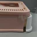 Cat Litter Box with Litter Mat and Scoop, Large Foldable Litter Box with Lid, Front Entry Top Exit Kitty Box, Odor Control, Easy to Clean (Pink)