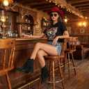Rollda Rhinestone Cowboy Boots for Women, Sparkly Cowgirl Boots with Pointed Toe, Fringe Womens Western Boots Chunky Heel for Concert Dancing Party Music Festivals, 7.5
