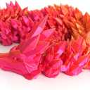 3D Printed Dragon - 24 inch Dragon Fidget Toy, Pearly Sheen Articulated Dragon, 3D Printed Gift for Birthday, Figurine Decor(Red Mix Gold