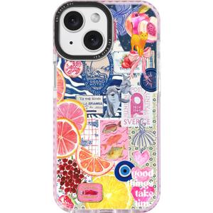 for iPhone 13 CaseY2K Citrus Coastal Vintage Style Military-Grade Drop Protection TPU Camera Protection for Women Girls (BlueArt)