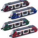 Crelloci 4 Pack Bullet Train Set, Linked High Speed Lotomotive Toy Train, Connectable Model Car, Sliding Wheel Railway Cars Vehicle Set with Front & Rear Couplers, Gift for Kids Boys Ages 3+