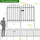 FOREHOGAR Metal Garden Fence with Gate 32 in H x 12 ft L, 1 Gate + 5 Panels Border Dog Fence Panels Animal Barrier, No Dig Garden Fencing for Yard Patio Flower Bed Lawn Outdoor, Arch Black