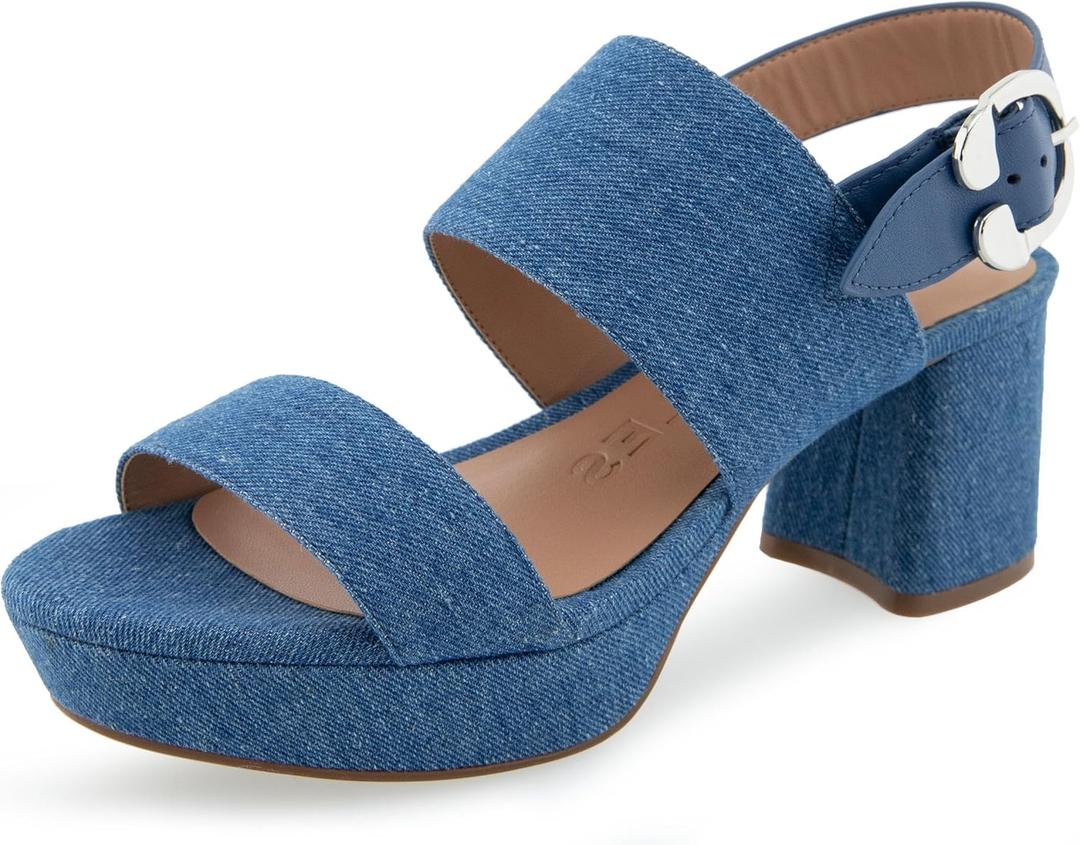 Aerosoles Women's Camera Heeled Sandals (11 Wide, Medium Blue Denim)