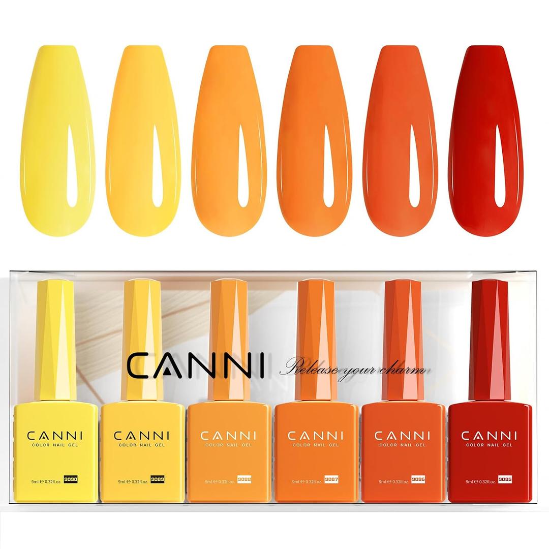 CANNI Fall Gel Nail Polish Set, 6Pcs 9ml Yellow Orange Gel Polish Kit