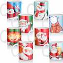 Nuogo 8 Pieces Christmas Coffee Mugs Bulk 11 oz Set with Handle Ceramic Matching Xmas Mugs for Home School Office Table Centerpieces Housewarming Holiday Party Gift