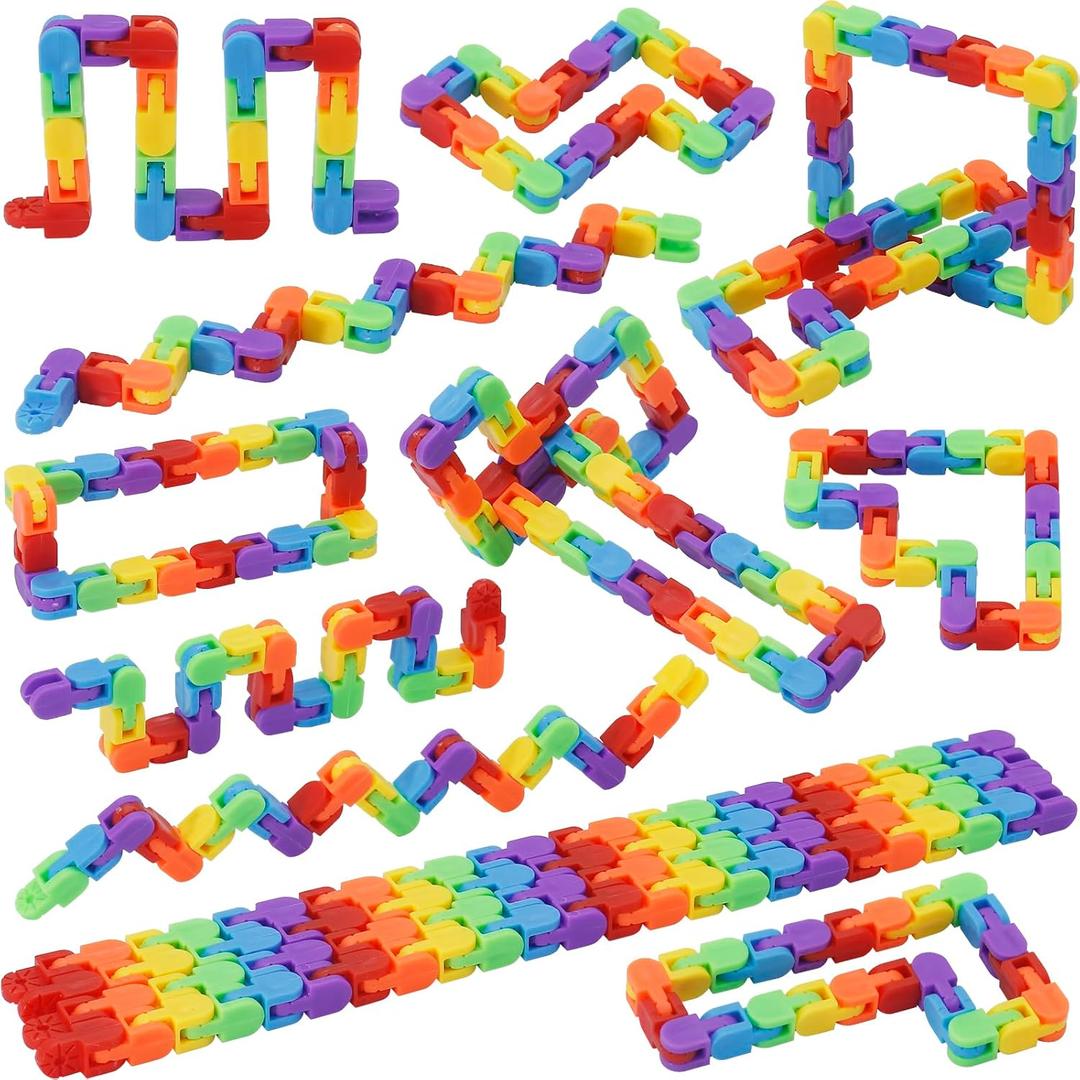 LENDOD 30 Pack Rainbow Wacky Track Toys Snap and Click Fidgets Toys  Party Favors Bulk, Finger Sensory Toy for Stress Relief, Goodie Bag Fillers, Treasure Box Toys for Classroom, Stocking Stuffers