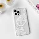 4 x NITITOP Compatible with iPhone 14 Pro Max Case Clear Magnetic Compatible with MagSafe Cute Lily Flowers Floral for Women Girls Hard PC Back Shockproof Protective Phone Cover - White