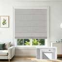 Joydeco No Drill Cordless Roman Shades, Blackout, 33" W × 72" H, White