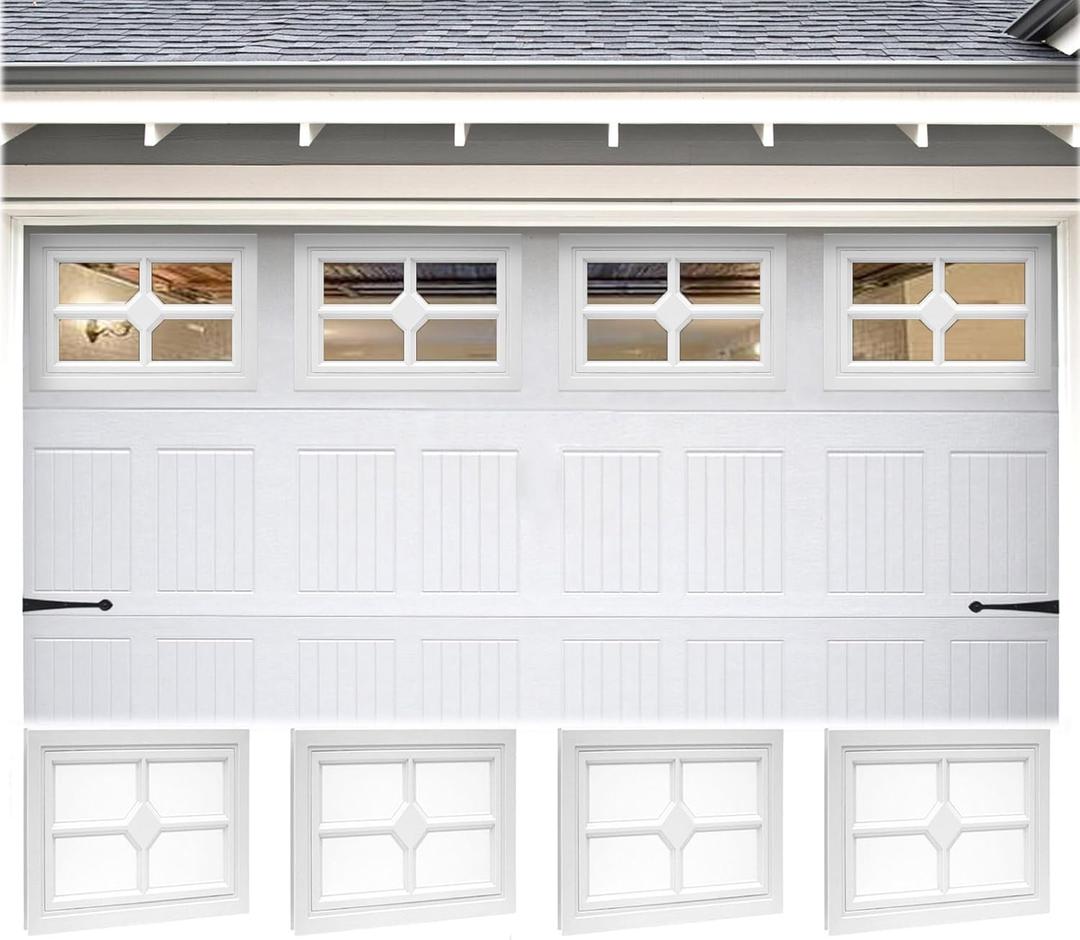 4PCS Garage Door Windows, 20.7"x13.8" Garage Door Windows Inserts with Plexy Glass for Exterior Garage Doors, Cross Design