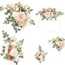 Ling's moment 2pcs Fall Wedding Artificial Floral Swags Welcome Sign Flowers Backdrop Garlands Brown for Ceremony Reception Door Wall Home Decorations Entryway Outdoor Board Table Decor (Wht-white & Beige)