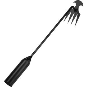 Gardenia Uprooting Tool, Foxyle Weeder, Iron Rake for Gardening and Weeding, 4 Teeths Dual Purpose Manual Weeders Tool, Portable Garden Weeder Tools for Gardens, Yards & Farms (Black)
