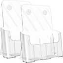 KTRIO Acrylic Brochure Holder 8.5 x 11 Clear Flyer Display Stand, Plastic Literature Holder for Trifold Brochures, Magazines, Menus, Pamphlets, Booklets, Documents, Desk or Wall Mount, 2 Pack