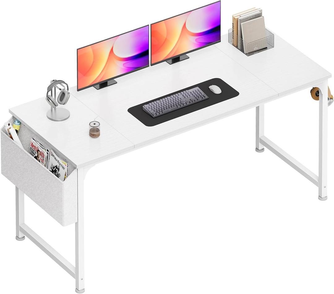 PRAISUN 55'' Computer Desk with Fabric Storage Bag