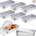 8 Pcs  Stainless Steel Food Storage Containers with Lids Size Hotel Pan Chicken Food Grade Pans Metal Meal Containers for Restaurant Stackable Kitchen Freezer Buffet(4  Inch Deep), Size 10 x 6,( 7 Lid)