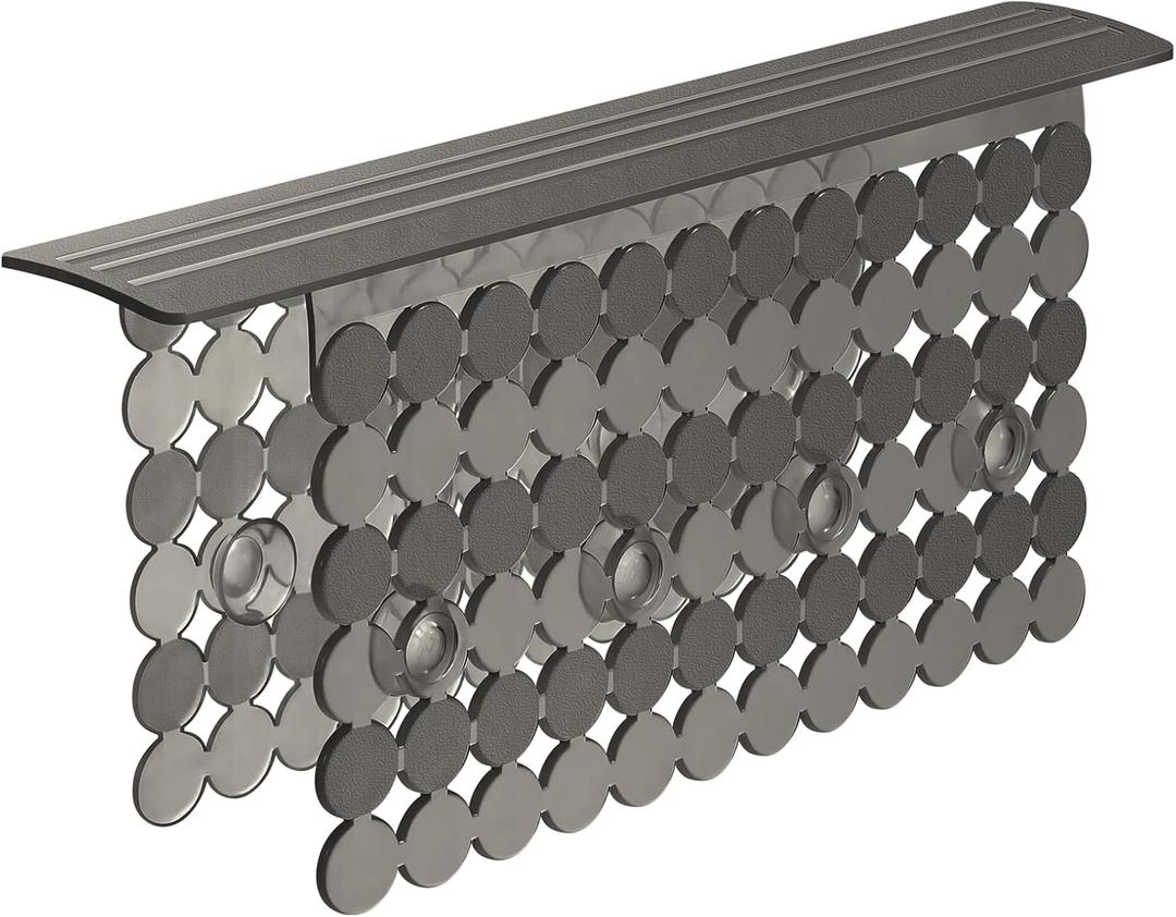 Bligli Plastic Sink Saddle, Sink Divider Mat with Strong Suction Cups, Kitchen Divided Sink Protector Mat for Glassware Dishes, Easy to Clean and No Smell, 9.5" x 12", Translucent Grey