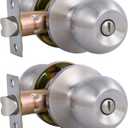 Lanwandeng Interior Door Knobs for Bedroom/Bathroom Doors, Stainless Steel Keyless Privacy Door Handles Bath/Bed Lockset, 2 Pack