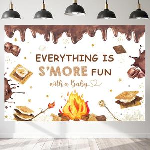 7x5ft SMores Party Decorations Everything is SMore Fun with A Baby Backdrop Camping Campfire Camper Party Supplies Banner Photography Background Photo Studio Props