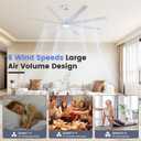 Newday 72 inch Large Ceiling Fans with Lights and Remote, Indoor/Outdoor White Ceiling Fan for Living Room Patio, 6 Speeds Silent Reversible DC Motor, 3CCT, Timer, 3 Downrods, 8 Blades