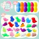 JOYIN 24 Pcs Easter Prefilled Eggs with Mochi Squishy Toys, Dinosaur Stress Reliever Squishy Toy for Easter Theme Egg Hunt, Kids Party Favor, Basket Stuffers Filler, Classroom Prize Supplies