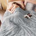 Bedsure Queen Blanket for Bed Grey, Super Soft Cozy Blankets for Women, Cute Home Decor, 90x90 Inches (Queen (90" x 90"))
