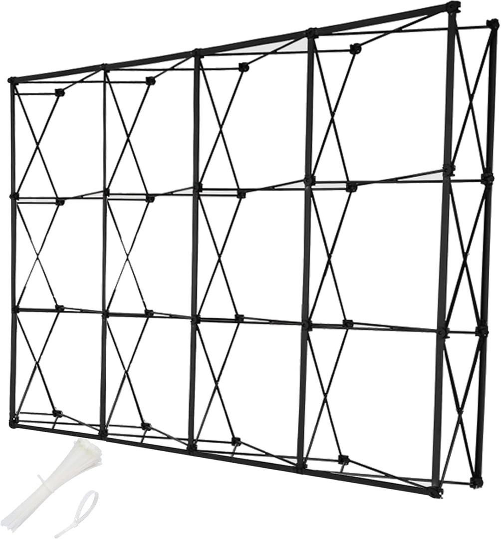 Portable Pop Up Display Stand, Tension Backdrop Booth Frame, Fabric Trade Show Exhibit Display Booth with Zips