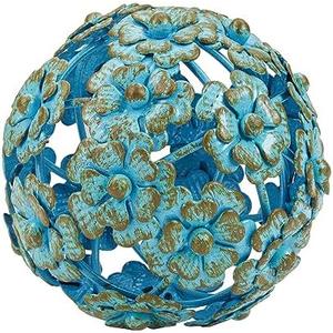 Everydecor Metal Decorative Sphere for Home Decor - Decorative Balls for Shelves, Centerpiece Bowls, Bookshelf - Decoration Orbs Accents for Living Room, Bedroom - Antique Blue Shelf Spheres