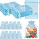 Jspupifip 100 Pcs Baby Shower Thank You Gift Bags Sheer Organza Bags, 4x6 Inch Baby Shower Blue Boy Favor Bags Small Sheer Organza Bags Bulk for Guests Gender Reveal Baby Shower Party Favors