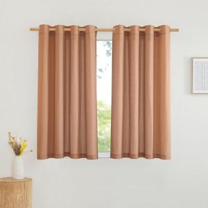 NICETOWN Thick Linen Burnt Orange Curtains for Bedroom, Grommet Linen Blend Window Treatment Privacy Added with Light Filtering Drapes for Bedroom/Girls Room, 2 Panels, W55 x L54