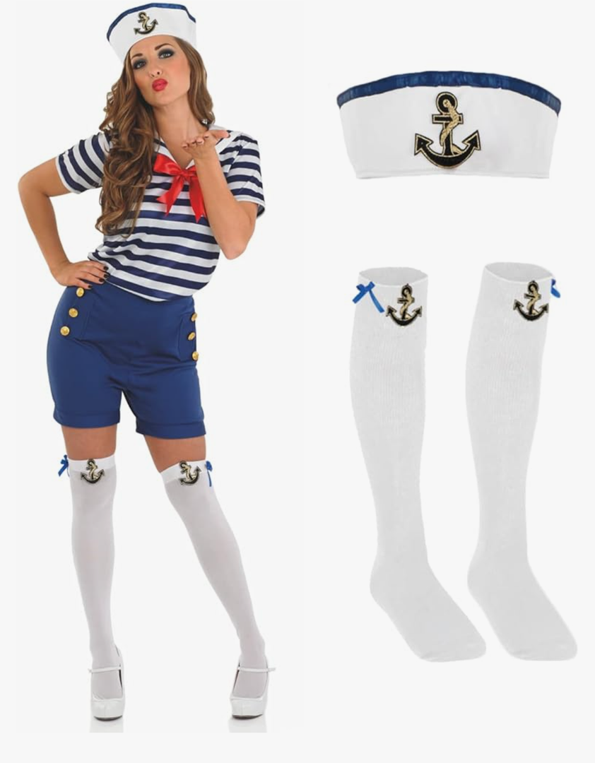 fun shack Sailor Fancy Dress Women, Navy Costume Women, Womens Sailor Costume, Sailor Dress Women, XL