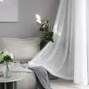 Home Brilliant White Curtains Semi Sheer Curtain Panels Stripes Window Treatments for Bedroom Living Room, 2 Panels, 54" x 72 inches Long