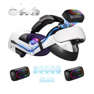 Saqico 20000mAh Dual Magnetic Battery Head Strap Compatible with Meta Oculus Quest 2/3/3S, Cool RGB Battery Pack & Easy to Replace Extend VR Playtime-Premium Comfort & Adjustable, Reduce Facial Stress