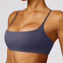 Comper Women's Sports Bra with Thin Straps Stretchy Wirefree Workout Bras Lightweight Workouts Bralette with Removable Pads (Gray, S)