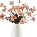 IPOPU Fake Poppies Coral Pink Silk Flowers 6pcs Artificial Poppies Realistic Faux Flowers for Wedding Centerpieces for Tables Bridal Shower Party Decorations (Coral Pink)