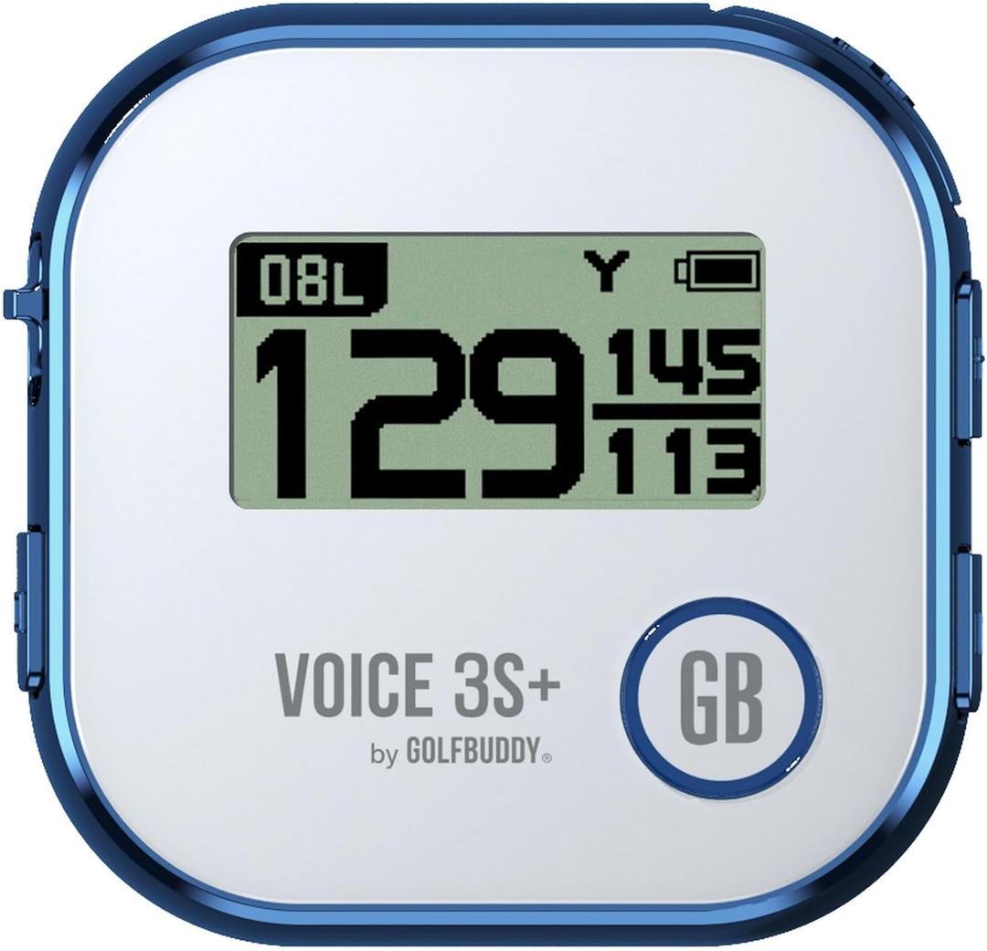 GOLFBUDDY Voice 3S+ Talking Golf GPS Rangefinder | Clip-On Hat GPS with Slope On/Off | Audio Distance to Front/Center/Back | 40,000 Courses | 18-Hour Battery | No Subscription Fees (Blue)