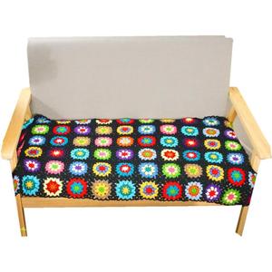 Handmade Crochet Black Throw Blanket Granny Blanket Sweater Style Year Round Gift Travel Accent Throw for Sofa Comforter Couch Bed Recliner Home Decor 47" x23"(Black)