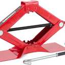 Amazon Basics Portable Scissor Car Jack, 1.65 Short Ton/1.5 Metric Ton/1500 kg Capacity, 3.7-15.5 inch Lifting Range, Self-Locking, Red