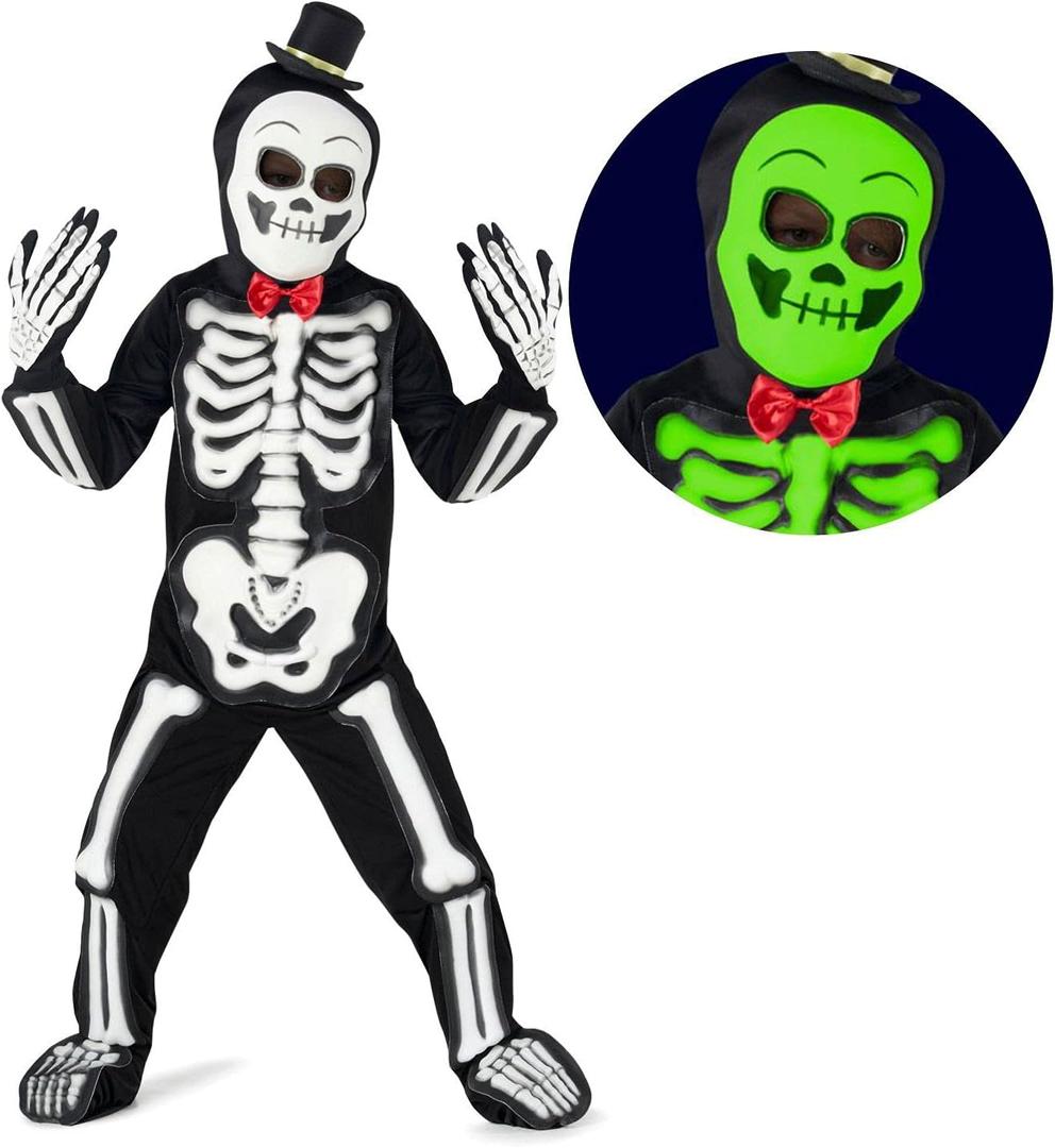 Morph Costumes Glow In The Dark Skeleton Costume For Kids - Boys Glow In The Dark Skeleton Outfit - Fun Halloween Wear (4-6 Years)