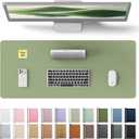 YSAGi PU Leather Desk Pad Protector Non-Slip Waterproof Desk Mat for Office & Home, Easy Clean Large Mouse Pad & Laptop Writing Blotter 23.6"x13.8" Bamboo Green
