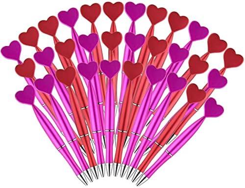 PLULON 26Pcs Valentines Heart Shaped Pens Novelty Ballpoint Pens 1 mm Black Gel Ink Rollerball Pen Pretty Office Pens for Valentine's Day Party Favor Student Teacher School Supplies