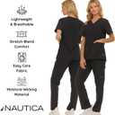 Nautica Women's Scrub Set, 9-Pocket Breathable & Stretchy Pants & Tops, Black XL
