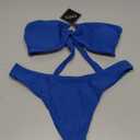 ZAFUL Women's Bandeau Bikini O Ring Strapless Tie Back High Cut Two Piece Swimsuit Bathing Suits (Medium, 0-deep Blue)