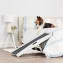 Carlson 39.5" Indoor Pet Ramp, White, Collapsible, Adjustable Height, Includes Handles, Non-Slip Carpet, and Rubber Feet