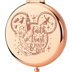 KEYCHIN Fairy Princess Pocket Mirror Pixie Fairy Tale Fans Gift Faith Trust & Pixie Dust Compact Mirror Princess Gifts (Pixie Dust-RG)