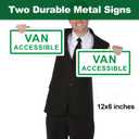 (2 Pack) Van Accessible Sign, Van Accessible Metal Signs for outside, Weather Resistant High Visibility Reflective and Easy to Install (12 x 6 inches)