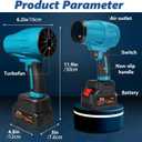 Cordless Leaf Blower, Portable Handheld Electric Turbo Jet Blower with Adjustable Speed, 2 x 4.0Ah Batteries for Lawn Care, Patio Cleaning, Blowing Leaves, Lightweight and Powerful Dust Cleaner