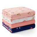 Momcozy Muslin Swaddle Blankets, 4-Pack Breathable and Skin-Friendly Receiving Blankets, Best Wishes Swaddle Blanket Shower Gifts & Baby Girl Newborn Essentials, Large 47"x47", Blooming Dream