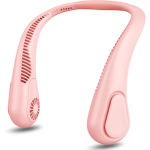 AMACOOL Bladeless Neck Fan Portable Personal Fan 5000mAh Rechargeable Battery Operated Wearable Fan for Women Men Outdoor Sport Travel Patio Garden Work Home Kitchen (Pink)