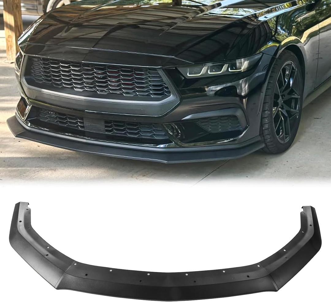 Matte Black Front Bumper Lip Compatible with Ford Mustang EcoBoost GT 2024 2025 2026, Chin Splitter Diffuser Protector