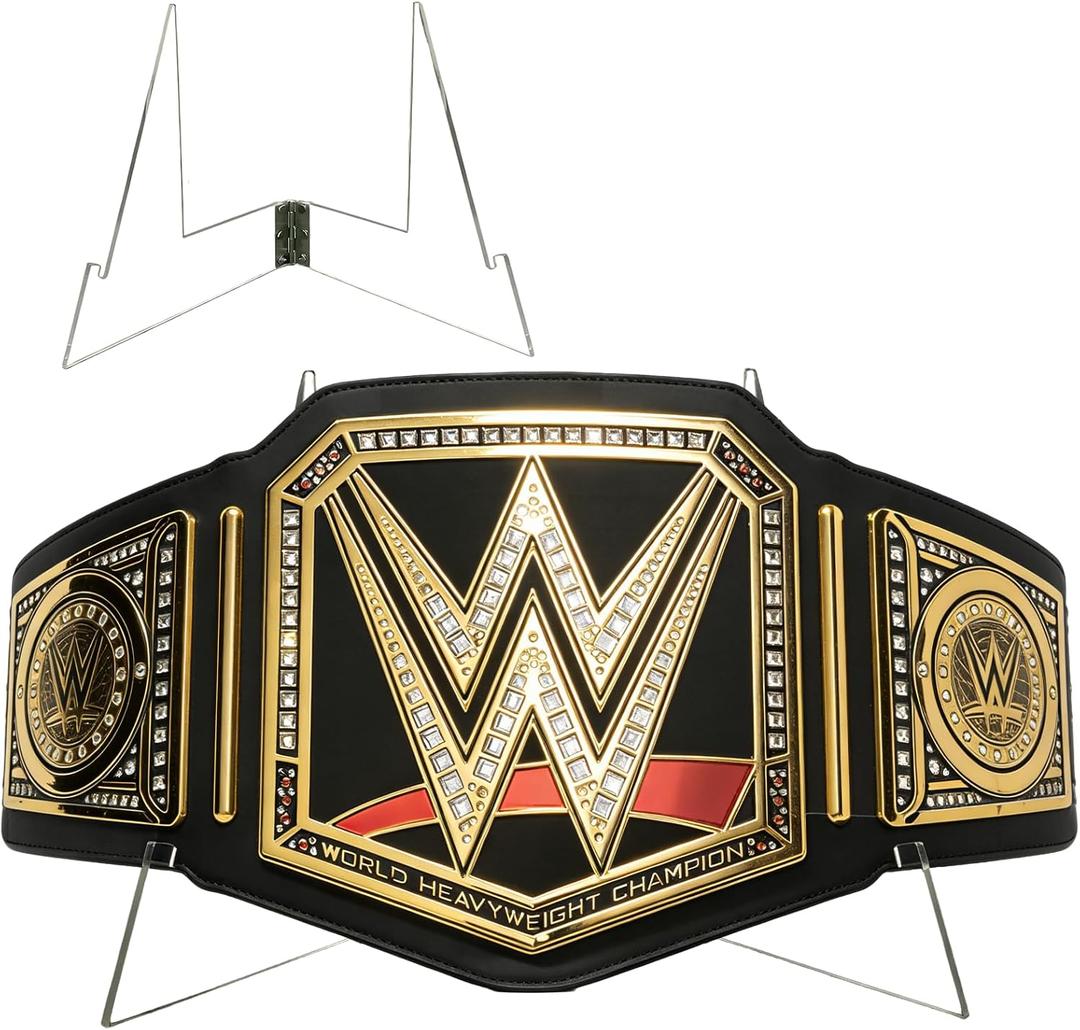 Championship Belt Display Holder, Premium 5mm Acrylic Heavy Duty Wrestling Belt Display Rack, 245° Adjustable Angle Desktop Stand for WWE UFC AEW(9.9”x9.4”)
