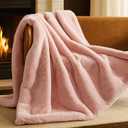 Bare Home Faux Fur Blanket - Ultra-Soft Luxurious - Cozy Warm Blanket for Couch, Sofa, Chair, Bed - Fuzzy Fluffy Super Soft - Decorative Bed Blanket, 60x47 inches (Throw, Blush)